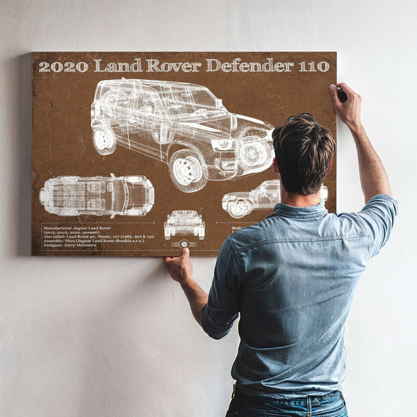 2020 Land Rover Defender 110 Vintage Blueprint Auto Print