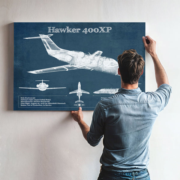 Hawker 400XP Vintage Blueprint Airplane Print
