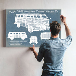 1950 Volkswagen Transporter T1 Vintage Blueprint Auto Print