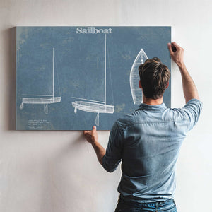 Sail Boat Blueprint - Patent of Sailing Vessel Print