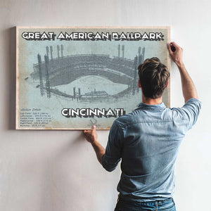 Cincinnati Reds Great American Ballpark Seating Chart - Vintage Baseball Fan Print