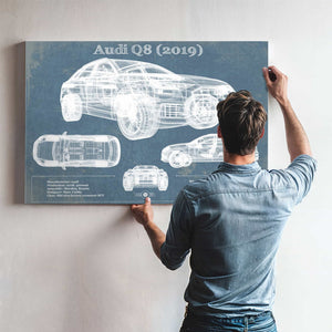 Audi Q8 (2019) Blueprint Vintage Auto Print