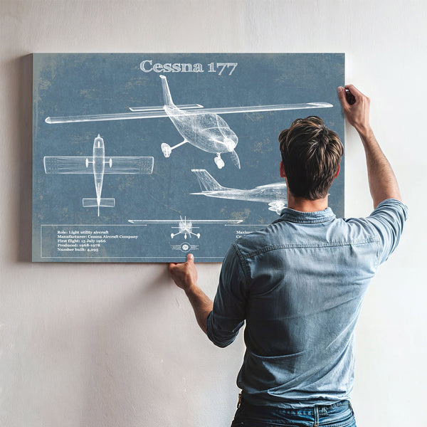 Cessna 177 (Cardinal) Vintage Blueprint Airplane Print