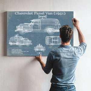 Chevrolet Panel Van 1951 Car Blueprint Vintage Auto Print