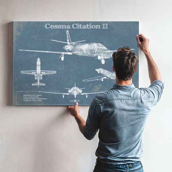 Cessna Citation CJ4 Vintage Blueprint Airplane Print