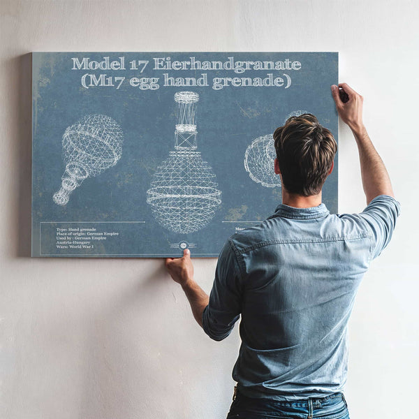 M 17 Grenade Blueprint Vintage Gun Print