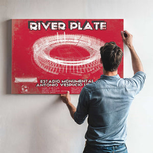 River Plate Estadio Monumental Antonio Vespucio Liberti Team Color Blueprint Soccer Print