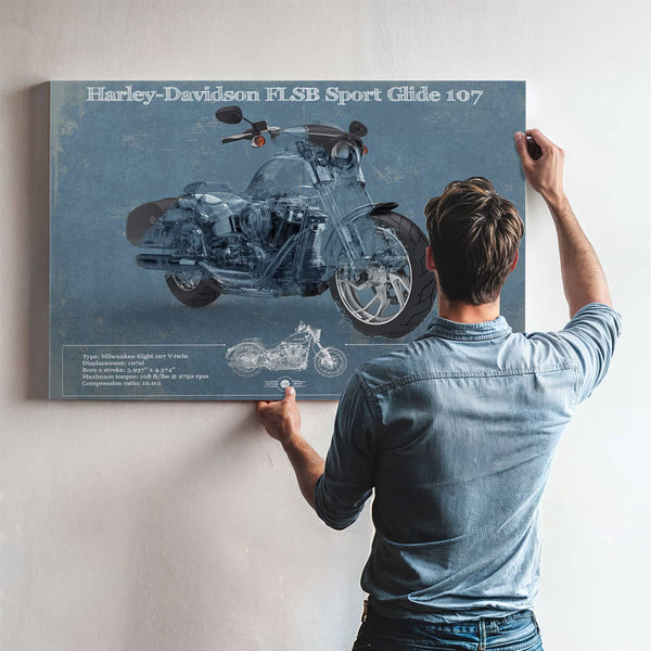 Harley-Davidson FLSB Sport Glide Blueprint Motorcycle Patent Print