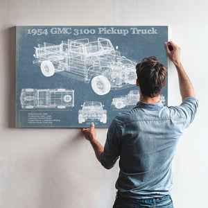 1954 GMC 3100 Pickup Truck Vintage Blueprint Auto Print
