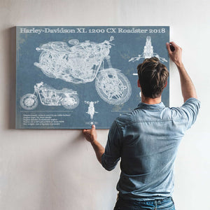 Harley-Davidson XL 1200 CX Roadster 2018 Blueprint Motorcycle Patent Print