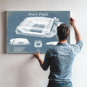 Vintage Detroit Lions Ford Field Wall Art