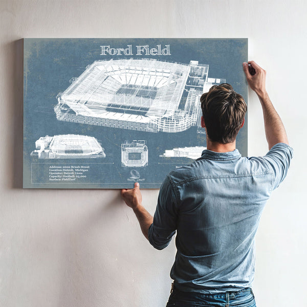 Vintage Detroit Lions Ford Field Wall Art