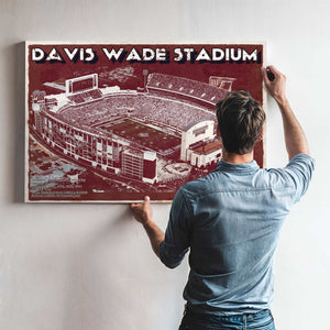 Davis Wade Stadium -  Mississippi State Football Vintage Art Print