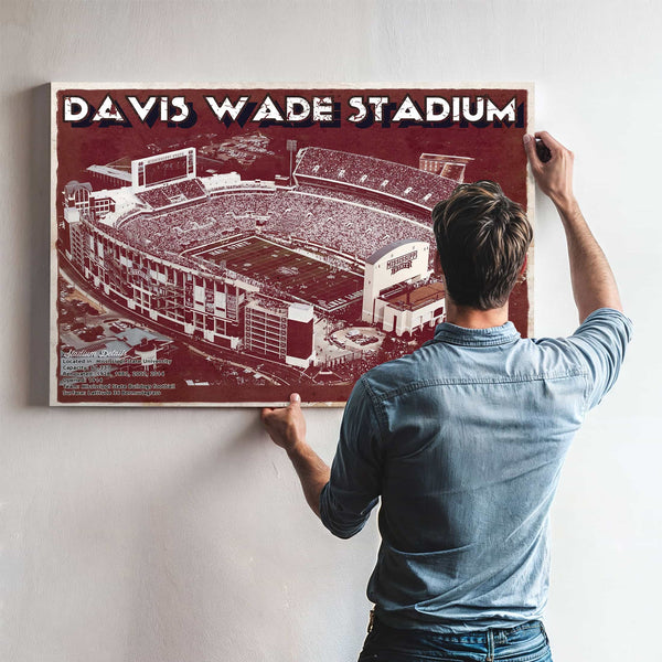 Davis Wade Stadium -  Mississippi State Football Vintage Art Print