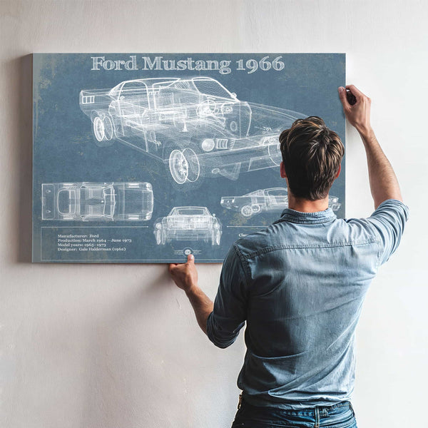 Ford Mustang 1966 Convertible Original Blueprint Art