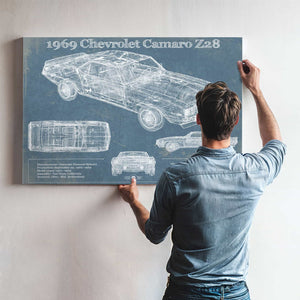 1969 Chevrolet Camaro Z28 Blueprint Vintage Auto Patent Print