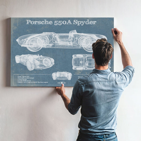 Porsche 550A Spyder Blueprint Vintage Auto Print
