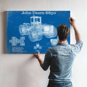 1982 John Deere 8850 4wd Tractor Vintage Blueprint Auto Print