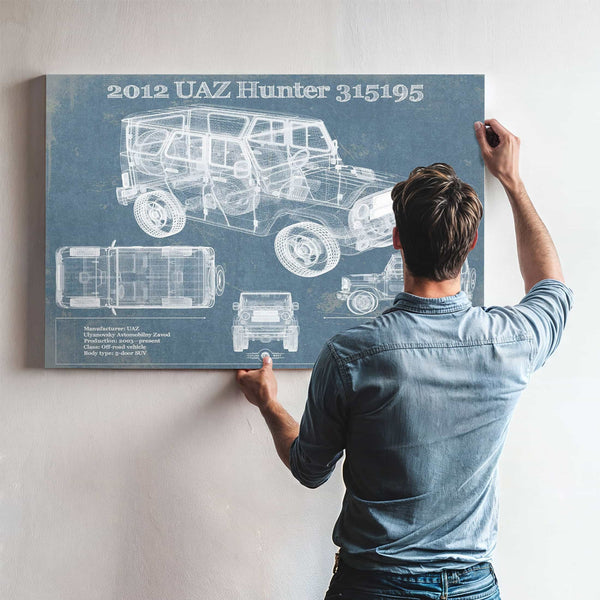 2012 UAZ Hunter 315195 Vintage Blueprint Auto Print