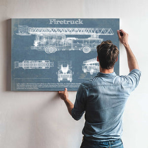 1950 Fire Truck Vintage Blueprint Auto Print