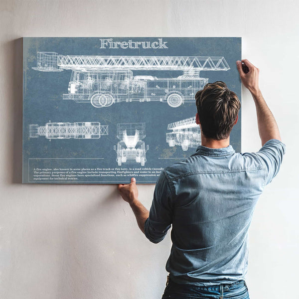 1950 Fire Truck Vintage Blueprint Auto Print