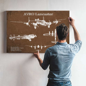 AVRO Lancaster UK Heavy Bomber Blueprint Original Military Wall Art