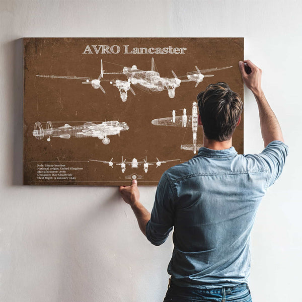 AVRO Lancaster UK Heavy Bomber Blueprint Original Military Wall Art