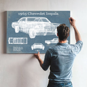 1965 Chevrolet Impala Blueprint Vintage Auto Print