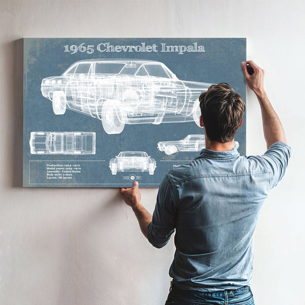 1965 Chevrolet Impala Blueprint Vintage Auto Print