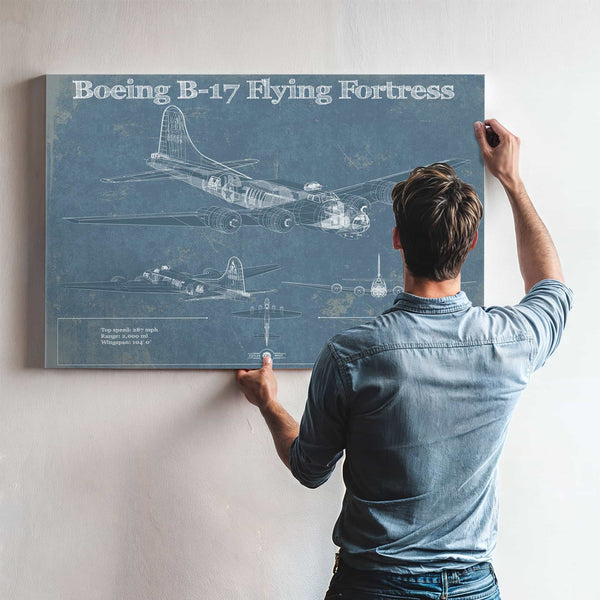 Boeing B-17 Flying Fortress  Vintage Aviation Blueprint - Custom Pilot Name Can Be Added
