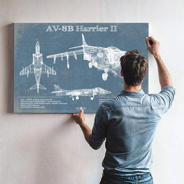 McDonnell Douglas AV-8B Harrier II Patent Blueprint Original Design Wall Art
