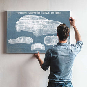 Aston Martin DBX 2020 Blueprint Vintage Auto Print