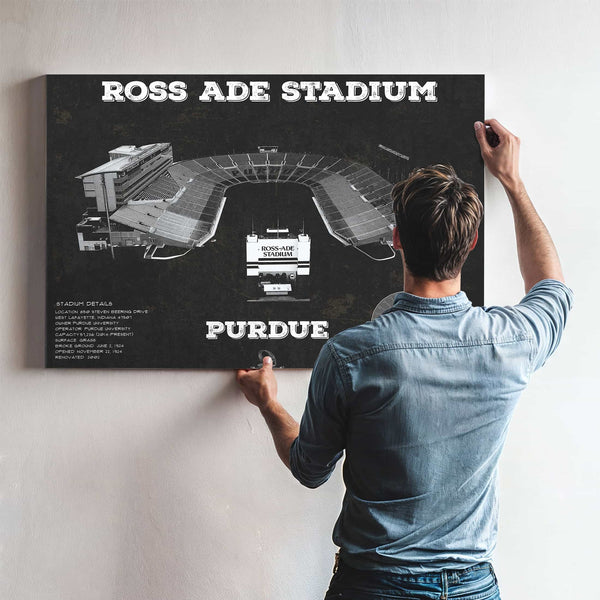 Purdue Boilermakers - Ross-Ade Vintage Football Stadium Blueprint Art Print