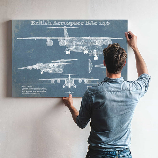 British Aerospace BAe 146 / Avro RJ Vintage Aviation Blueprint Print