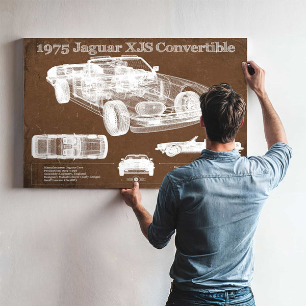 1975 Jaguar Xjs Convertible Vintage Blueprint Auto Print