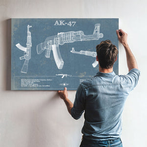 AK-47 Blueprint Vintage Gun Print