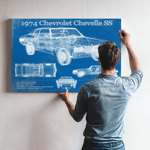 1974 Chevrolet Chevelle SS 454 Original Blueprint Art