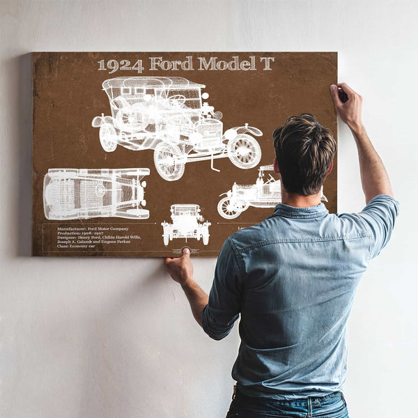 1924 Ford Model T Vintage Blueprint Auto Print