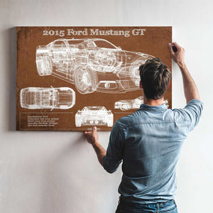 2015 Ford Mustang GT Eleanor Blueprint Vintage Auto Print