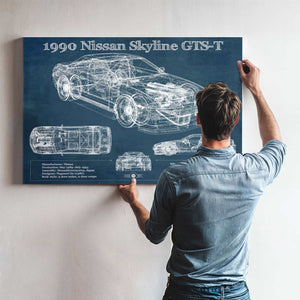 1990 R32 Skyline GTS-T Original Blueprint Art