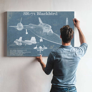 SR-71 Blackbird Blue Version - Aircraft Original Military Wall Art