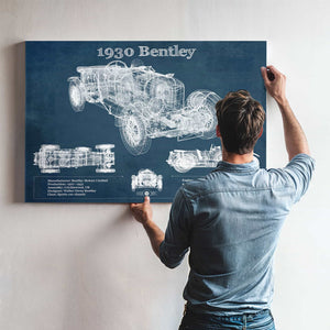 1930 Bentley Vintage Blueprint Auto Print