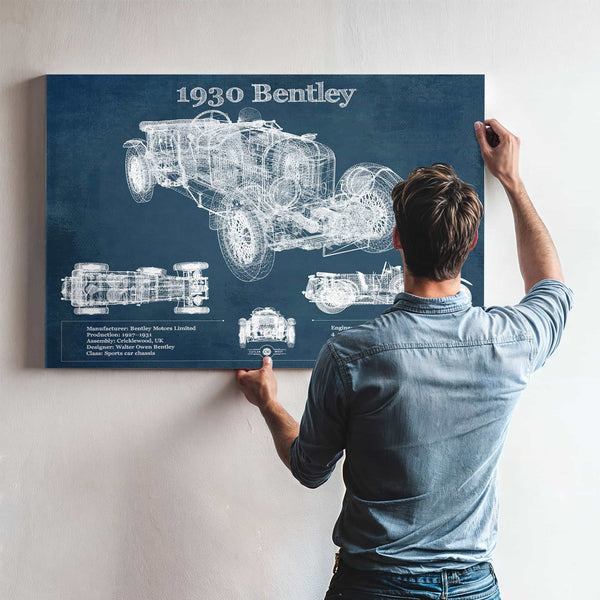 1930 Bentley Vintage Blueprint Auto Print
