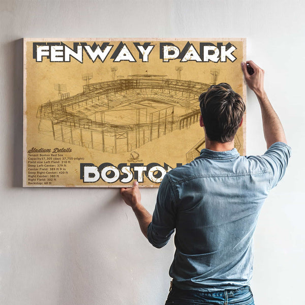 Vintage Brown Boston Red Sox - Vintage Fenway Park Baseball Print