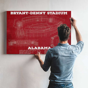 Alabama Crimson Tide Stadium Art - Bryant-Denny Stadium Vintage Seating Chart