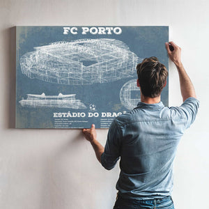 F.C. Porto Estadio Do Dragao Stadium Blueprint Vintage Soccer Print