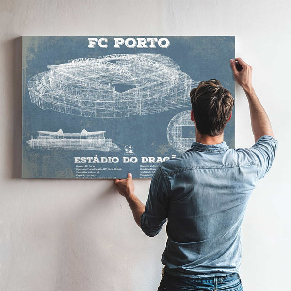 F.C. Porto Estadio Do Dragao Stadium Blueprint Vintage Soccer Print