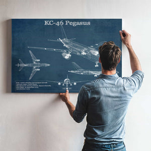 Boeing KC-46 Pegasus Vintage Aviation Blueprint Print - Custom Pilot Name Can Be Added