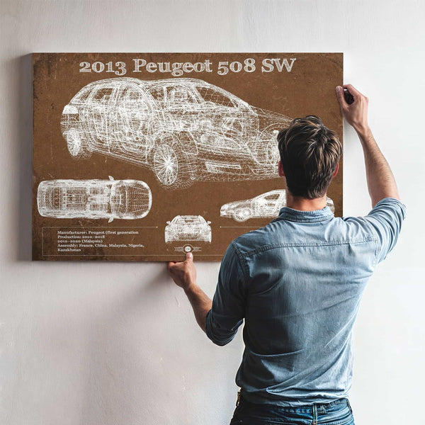 2013 Peugeot 508 SW Blueprint Vintage Auto Print
