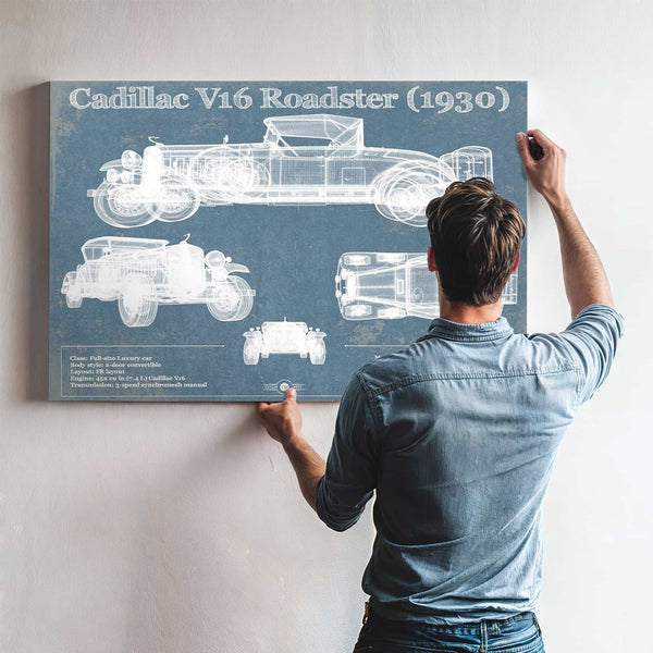 Cadillac V16 Roadster (1930) Vintage Blueprint Auto Print